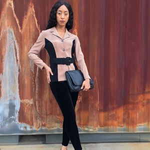 Beige and Brown Two Tone Vintage Blazer by Dawn Joy sz 7/8